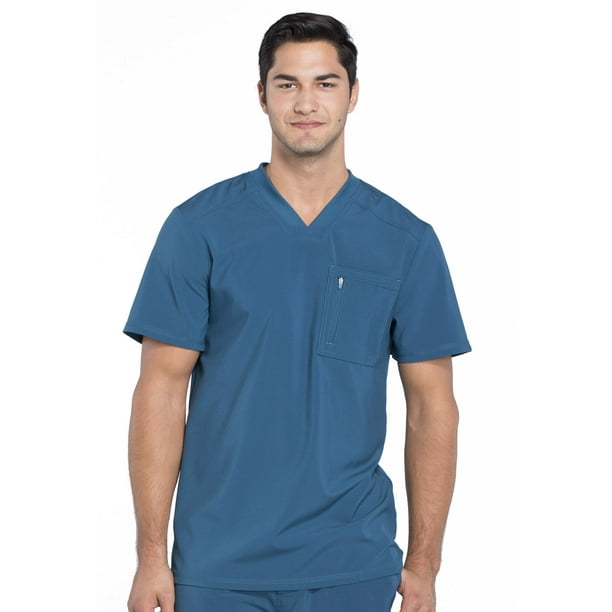 Cherokee Cherokee Infinity Scrubs Top for Men VNeck CK910A, S, Caribbean Blue