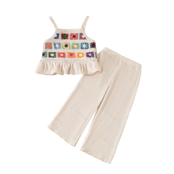 HAYIMI Elegant Summer Girl Knit Tank Tops And Casual Pants Sleeveless Two Piece Outfit Sets For Toddlers Leisure Clothes Sets