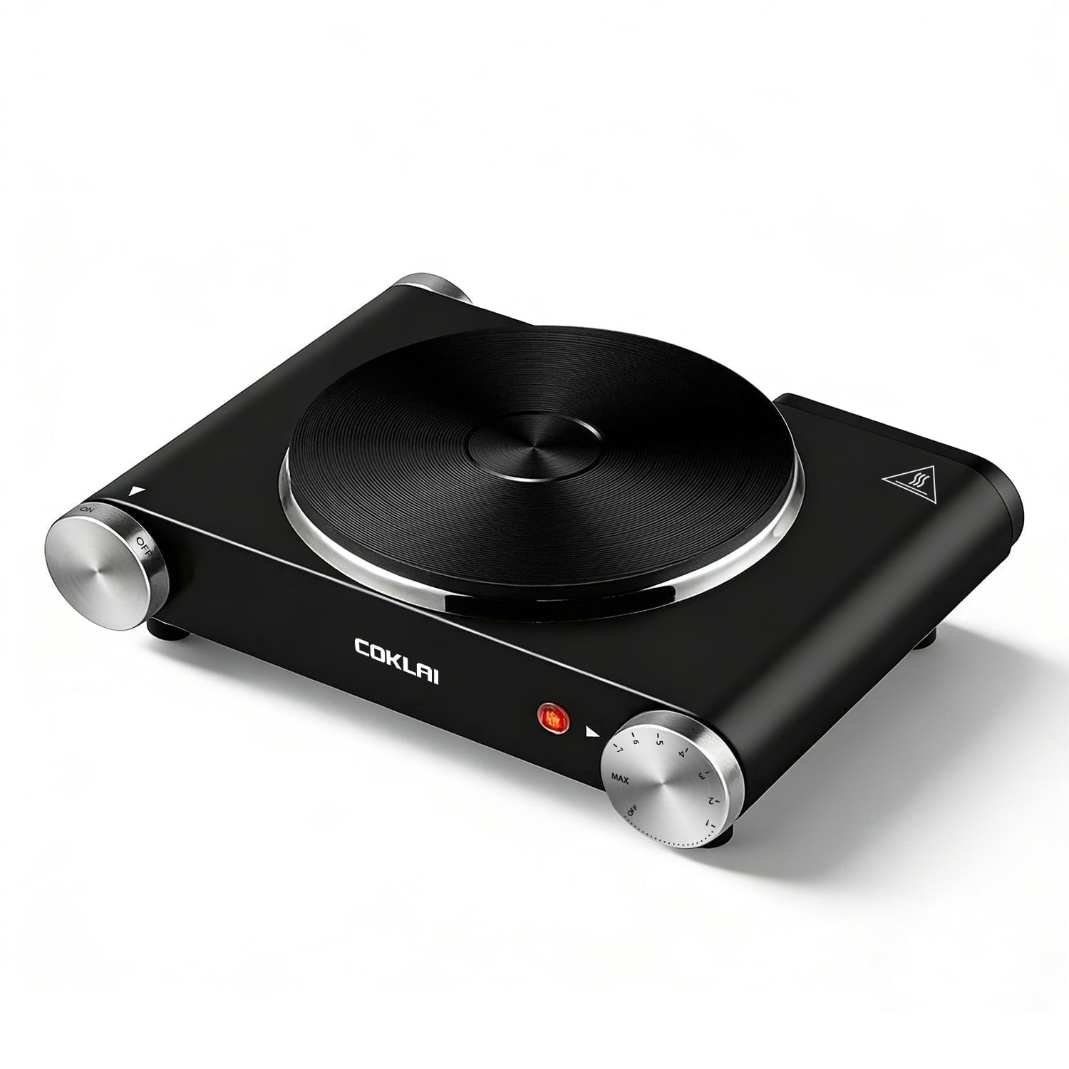Coklai 1500W Electric Hot Plate for Cooking Portable Single Burner Heat-up in Seconds Adjustable Temperature Control Stainless Steel Black, 2026 Version
