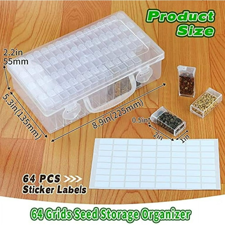  60-Slots Seed Storage Organizer, Sturdy Seed Organizer Storage  Box with Label Stickers, Seed Storage Container for Flower Vegetable Plants  Garden Seeds Vegetable & Clover Seeds(Seeds not Included) : Office Products