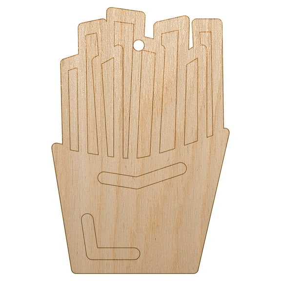 French Fries Snack Doodle Wood Holiday Christmas Tree Ornament Unfinished DIY Pre-Drilled Craft
