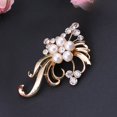 thumbnail image 4 of SmartBy Elegant Wedding Party Women Peacock Faux Pearl Rhinestone Inlaid Brooch Pin, 4 of 7