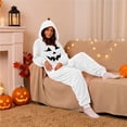 thumbnail image 4 of Adult Halloween Pumpkin Onesie 2026 New BWASD Womens Thick Warm Furry Onesie Pajamas Hooded Long Sleeve Elastic Ankle Cuff Soft Fleece for Winter Loungewear for Party Outfit Silver,XL, 4 of 6