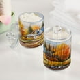 thumbnail image 4 of 4 Pack Qtip Holder Dispenser Village House in Forest Clear Plastic Storage Apothecary Jars for Cotton Swabs Balls Pads Floss, 4 of 7