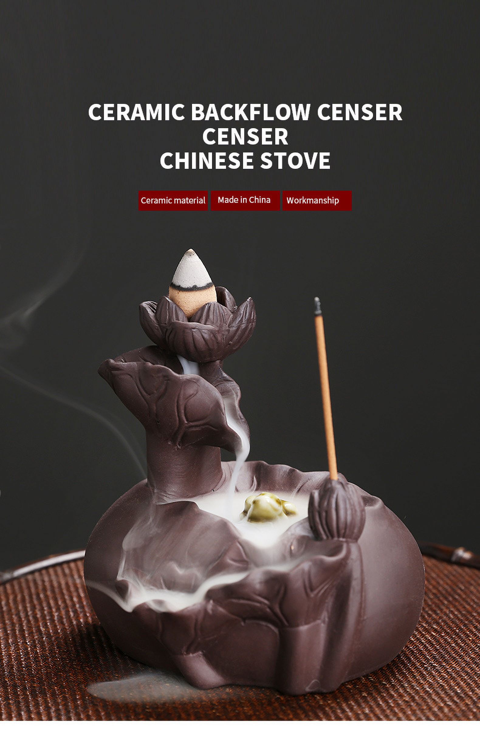 Purple Sand Lotus Leaf Backflow Incense Burner Creative Frog Reflow Incense Holder Fragrant Incense Home Decoration