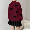 thumbnail image 5 of Bovemsi Sweaters for Women Cozy Long Sleeve Bowknot Printed Casual Knitted Jumper Fall Sweaters, 5 of 6