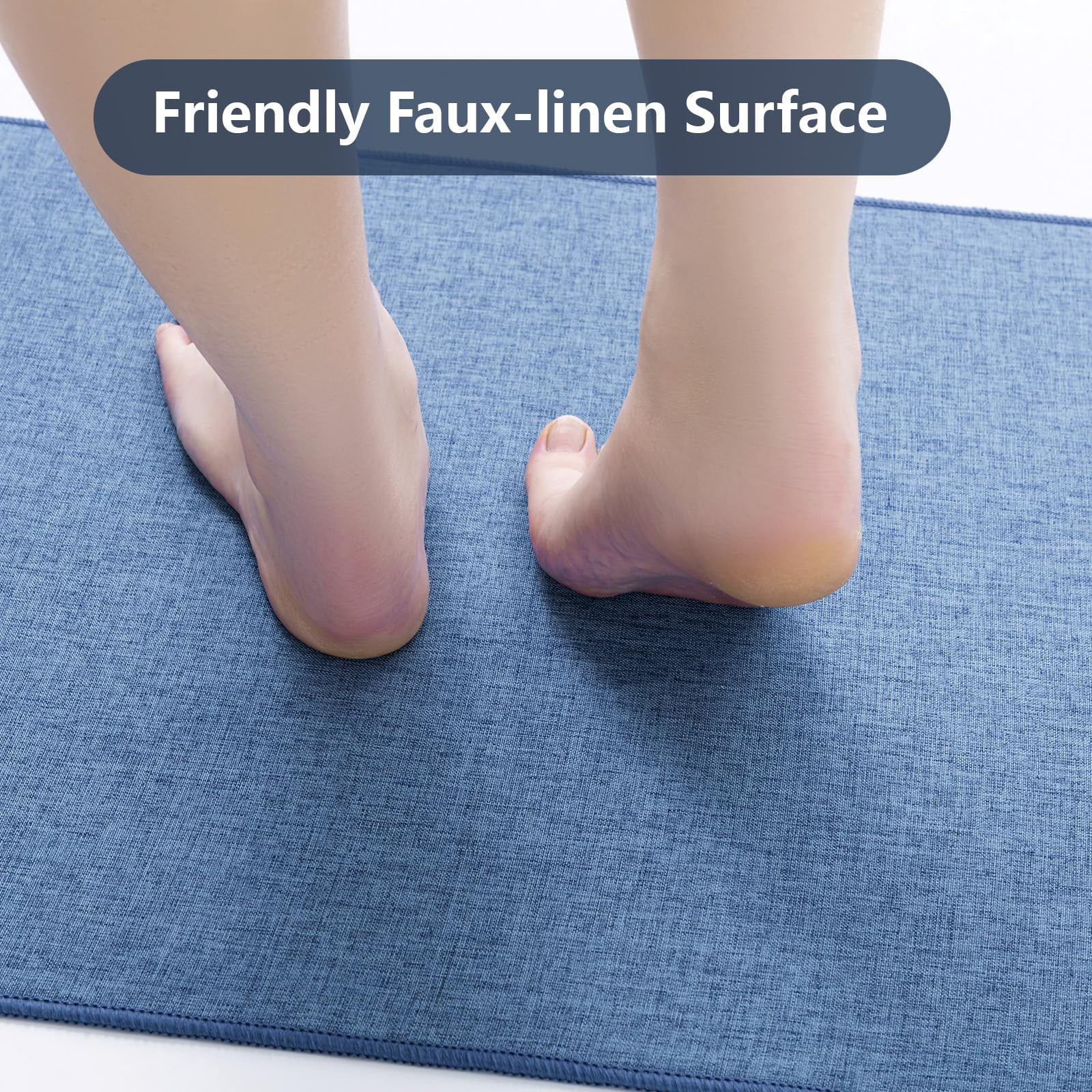 Non Slip Kitchen Rugs Mat Washable Linen-Like Thin Kitchen Mats for Floor, Rubber Backing Absorbent Stain Resistant Standing Floor Mat Front of Sink Laundry, Easy Clean, Dark Gray 17"x30"