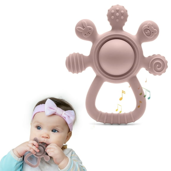 HippoBaby Silicone Gentle Rattle Easy Grip Rudder Teether (Rudder-Pink)