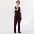 thumbnail image 7 of Boys Suit Kids 5 Piece Tuxedo Suit Set for Teen Boys Formal Dresswear Jacket, Shirt,Vest, Pants and Tie Wine 6-12 Months, 7 of 7