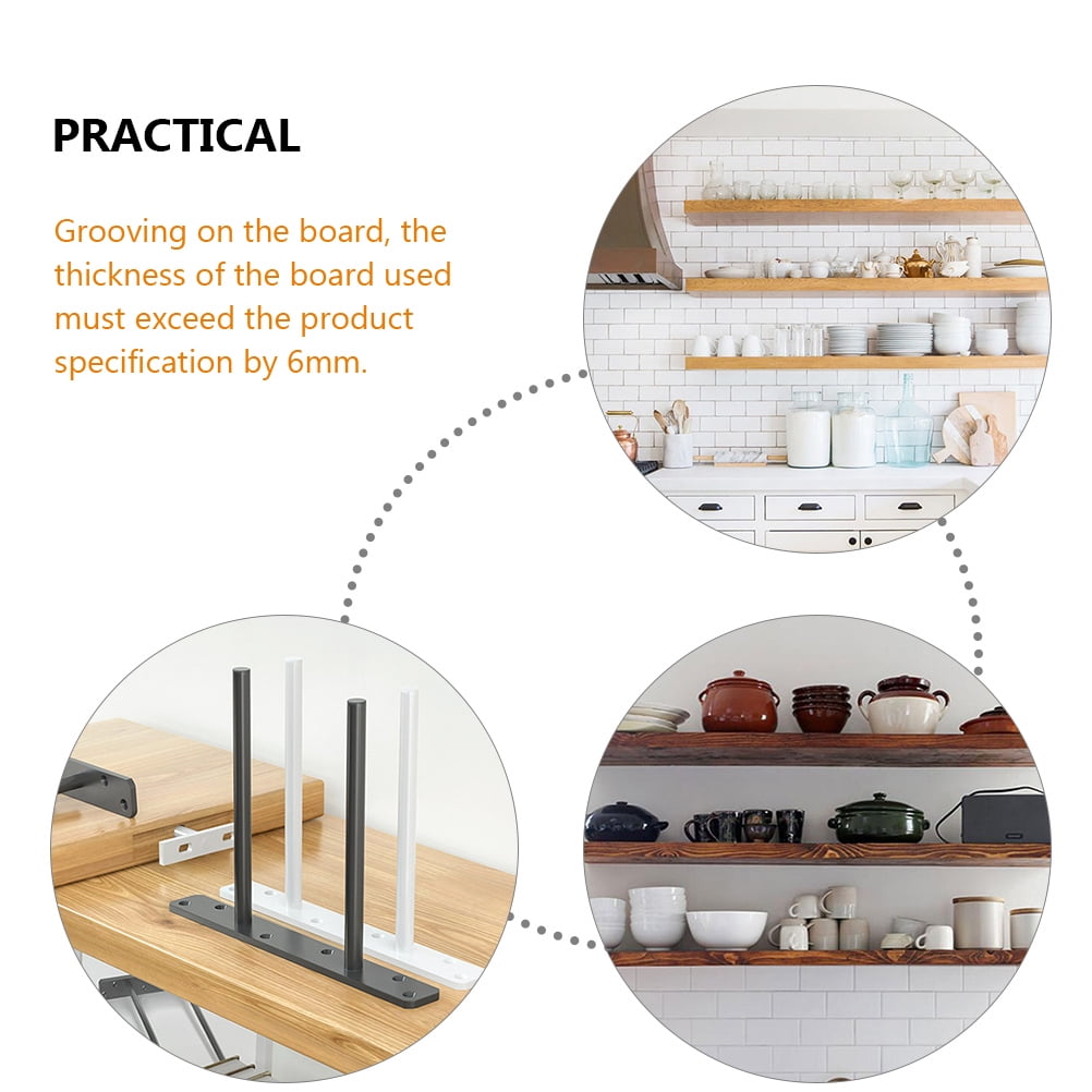 FRCOLOR  6 Pcs Hidden Floating Shelf Brackets Hangers Heavy Duty Storage Shelves Stand Black