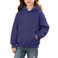 thumbnail image 3 of Resicozy Cute Hoodies for Kids Long Sleeve Pullover with Pocket Hoody Sweatshirt Fall Comfy Casual Daily Wear Clothing 3-13 Years Navy 120, 3 of 7