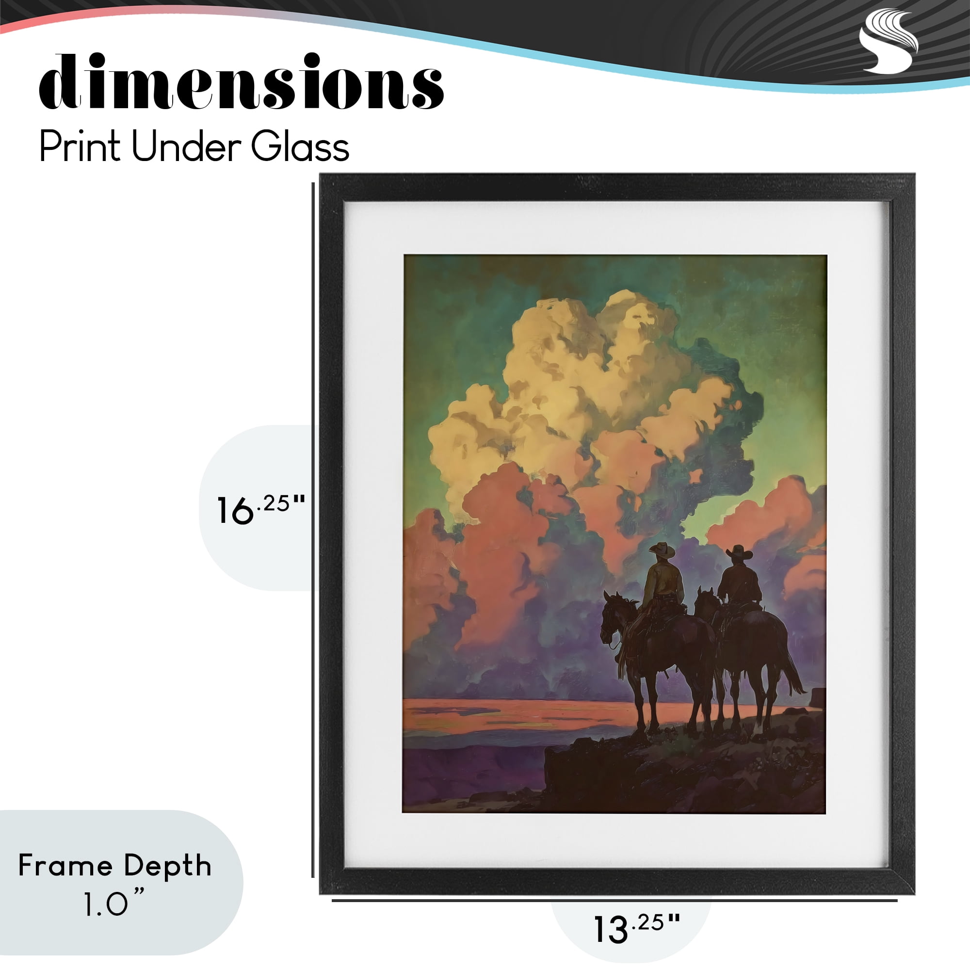 Stupell Industries Cowboys Silhouetted Against Clouds Black Framed Print Under Glass, design by Arlington Prints
