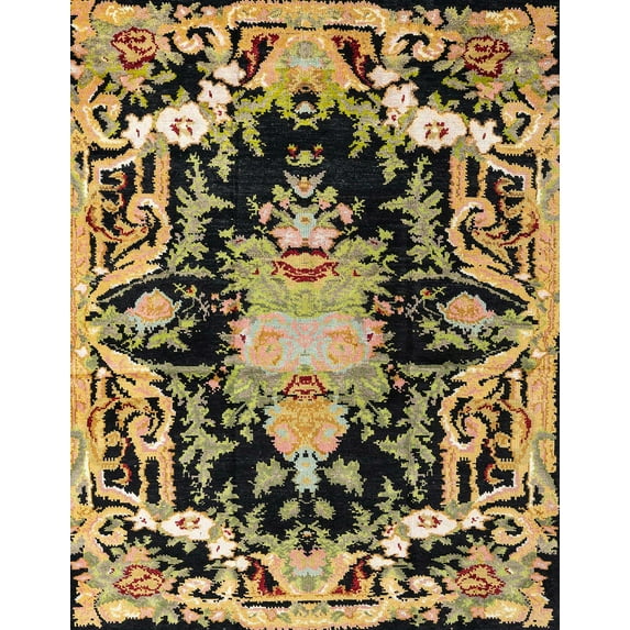 Ahgly Company Indoor Rectangle Abstract Chocolate Brown Medallion Area Rugs, 7' x 9'