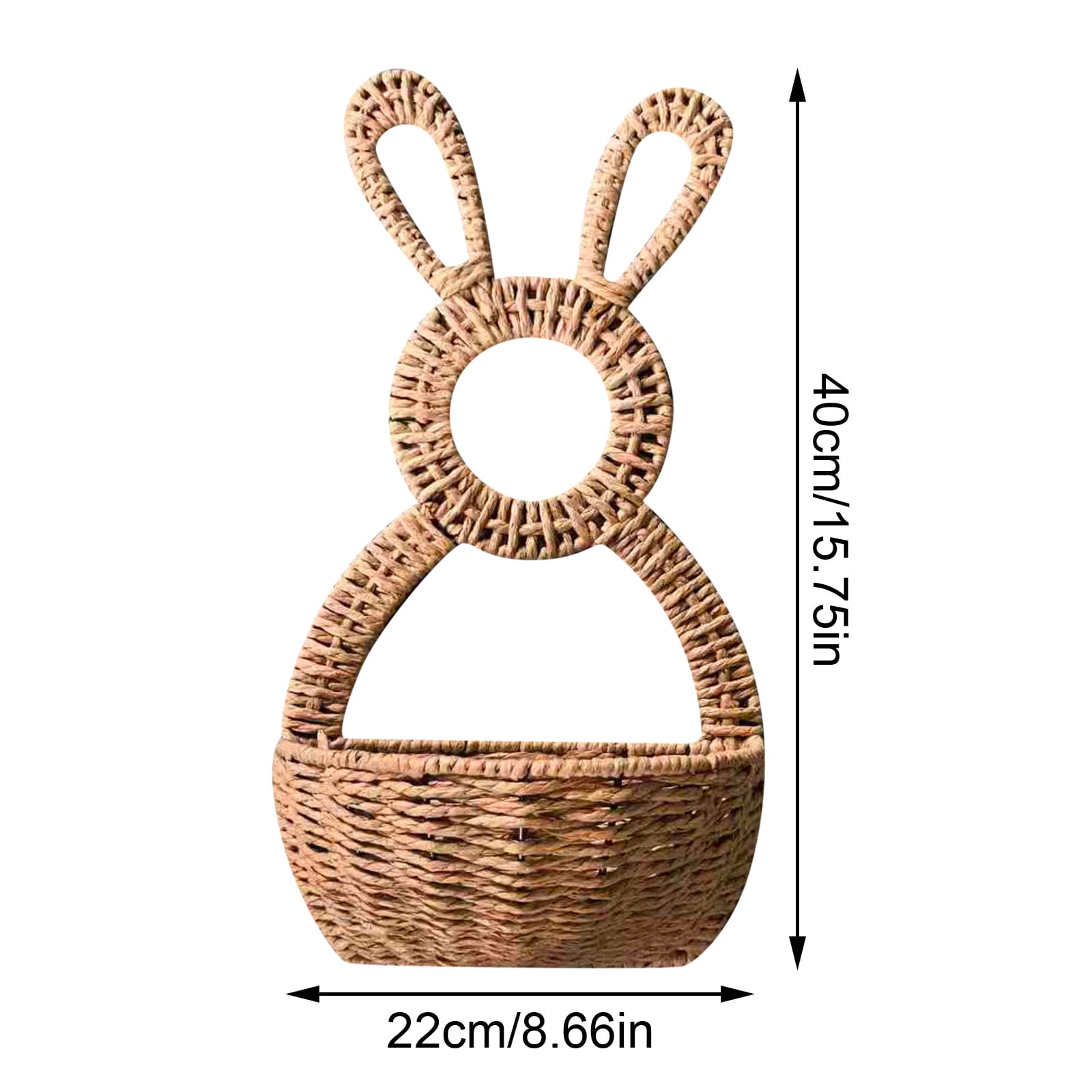 HaCpiu Easter Bunny Shaped Woven Basket, 15.7" Handwoven Rattan Rabbit Hanging Storage Basket, Easter Decor for Wall, Planter, Spring Celebrations & Home Decor
