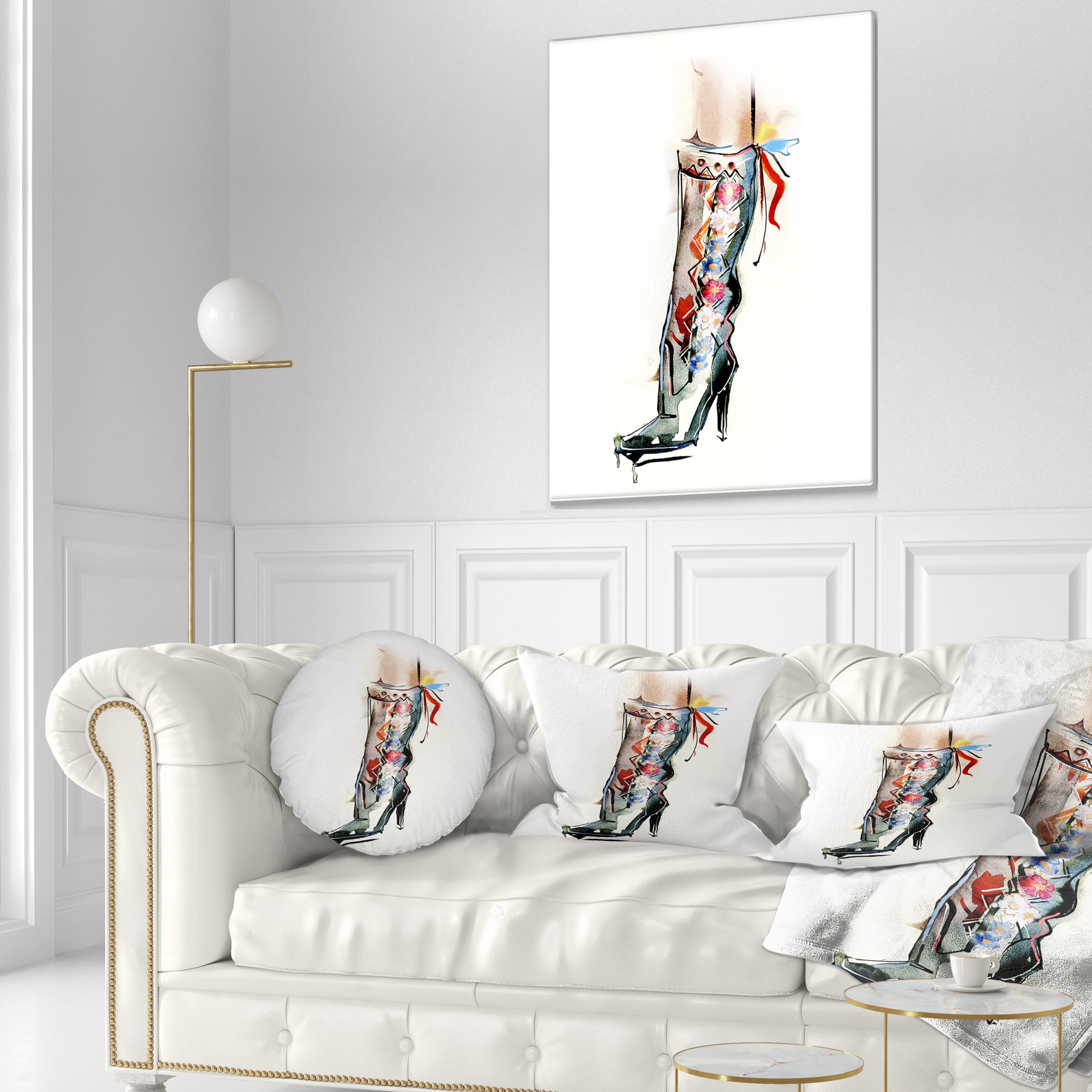 Designart Decorative Shoe - Abstract Throw Pillow - 12x20