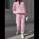 thumbnail image 4 of Conjunto Deportivo de 2 Piezas para Mujer: Sudadera de con Media Cremallera y Pantalón de Chándal Rosa M, 4 of 8