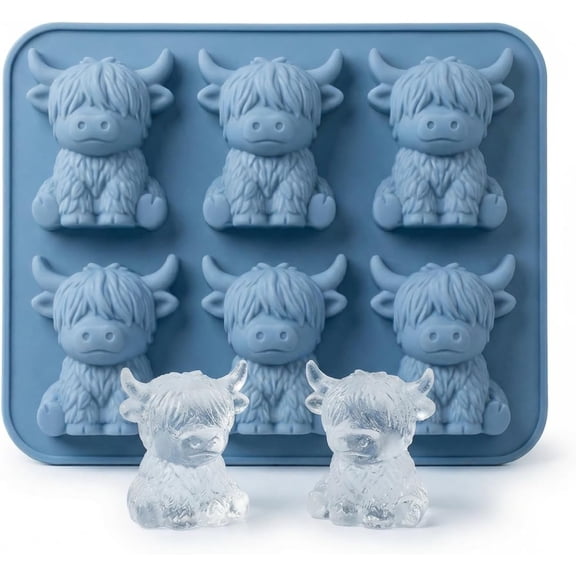 3D Highland Cow Silicone Ice Cube Tray, 6-Cavity Cute Animal Mold for Whiskey Cocktails, BPA-Free Silicone Mold for Chocolate, Soap, Candle & Resin Crafts, Fun Highland Cow Gift
