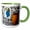 Green/White, variant on 3drose, Greece, Santorini. Flower Pots Decorating a Courtyard, 11oz Two-tone Red Mug