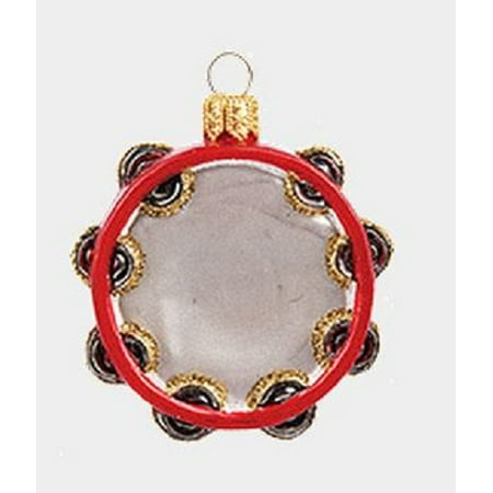 Christmas Decorations Company Red Tambourine Musical Instrument Polish Glass Christmas Ornament Decoration ()