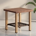 thumbnail image 5 of NestNook Outdoor Coffee Table, Weather Resistant Patio EndTable with Wooden-Like Top & Woven Shelf, Aluminum FrameAccent Table for Balcony, Porch, Backyard (Brown), 5 of 5