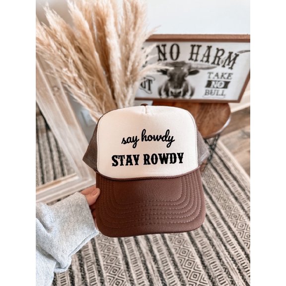 Southern Attitude Designs Stay Rowdy Brown & Tan Unisex Foam Trucker Hat