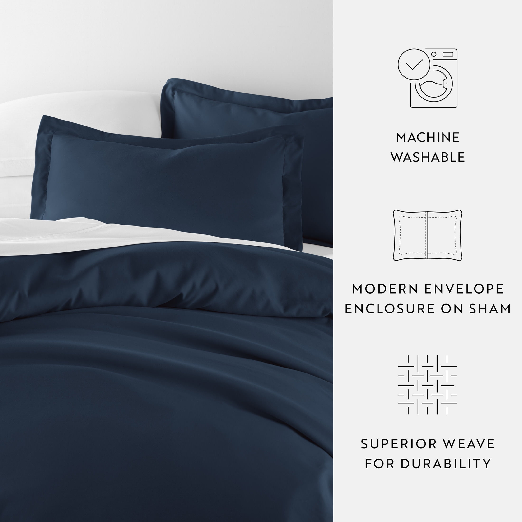 Noble Linens 3-Piece Navy Duvet Cover Set, Full/Queen