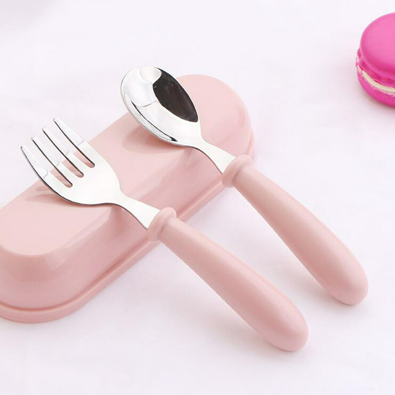Stainless Steel Silicone Toddler Kids Cutlery Set for kids Dusty Pink MKS  Miminoo