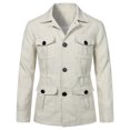 thumbnail image 1 of MKLEKYY Mens Softshell Jacket Men's Linen Casual Suits Lightweight Button and Pocket Sports Coats, 1 of 8
