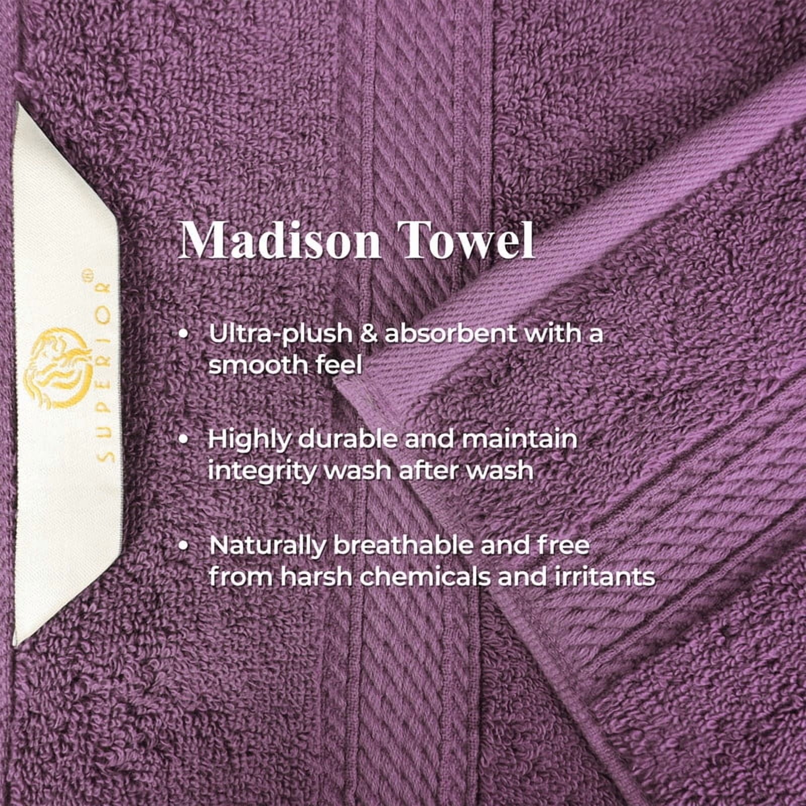Superior Egyptian Cotton Heavyweight Face Towel Set of 6, Plum