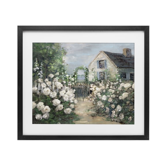 Stupell Industries French Country Cottage at the Coast Black Framed Print Under Glass, 16 x 13, by Sally Swatland
