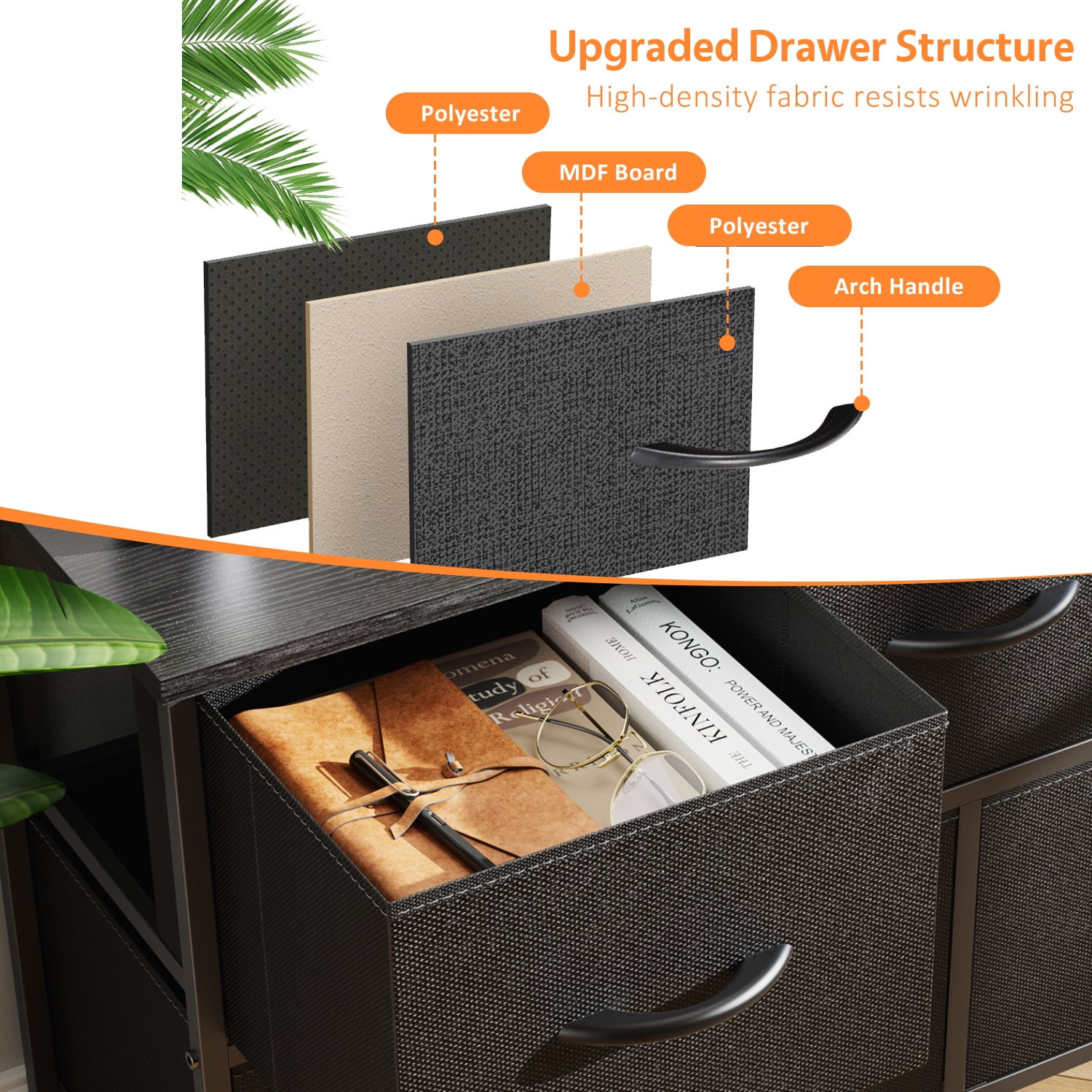 Modern 10 Drawer Fabric Dresser, Chest of Drawer Organizer Storage Cabinet for Bedroom Clothes Closet, Entryway,Black