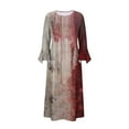 thumbnail image 4 of WFJCJPAF 2024 New Halloween Clearance! Halloween Dresses for Women,Women's Fashion Printed Casual Long Sleeve V-Neck Dress - Wine L, 4 of 5