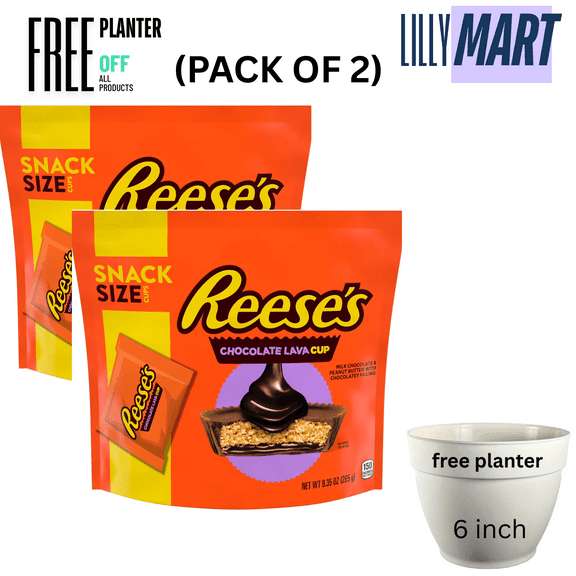 REESE'S Chocolate Lava Milk Chocolate Snack Size Peanut Butter Cups Candy Bag, 9.35 oz (pack of 2)
