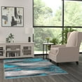 thumbnail image 3 of BizChair Modern Contemporary Area Rug, Turquoise Grey Black (5 Feet X 7 Feet), 3 of 7