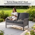 thumbnail image 3 of Ovios 4 Pieces Wicker Outdoor Patio Furniture with Coffee Table High Back All Weather Rattan Outdoor Sectional Conversation Set for Backyard Porch Garden, Black, 3 of 10