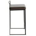 thumbnail image 3 of Fuji Contemporary Stackable Counter Stool In Black With Brown Faux Leather Cushion - Set Of 2, 3 of 7