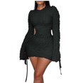 thumbnail image 2 of Bodycon Dress, Long Sleeve Hollow Out Mini Dress, Solid Color Party and Club Dress for Women, 2 of 7