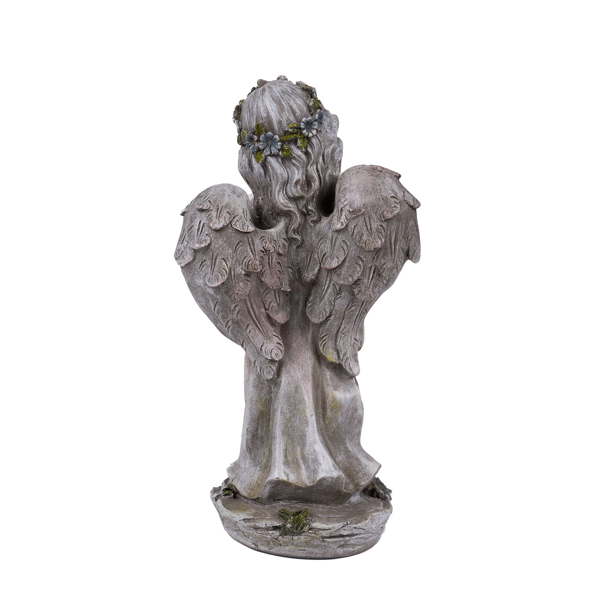Hi-Line Gift Ltd 75583-GY Angel Child Standing Holding Bird