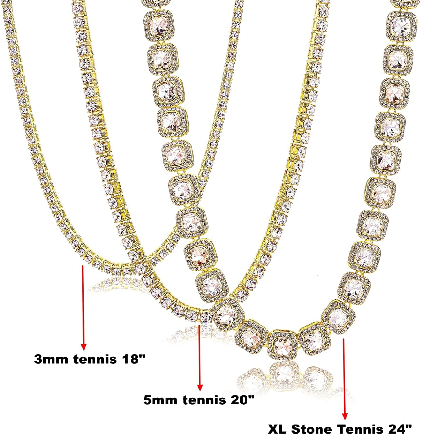 HH Bling Empire Gold Tennis and Cuban Link Chain for Thailand