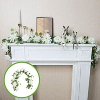 HomeDM White 6Ft Artificial Eucalyptus Garlands with Rose Flowers Faux Floral Greenery Garlands Fake Flowers Vines for Wedding Table Centerpieces Arch Party Ceremony Backdrop Decor