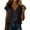 *1-Black, variant on Women's Cotton-Linen Blend Short Sleeve Wrap V-Neck Blouses,Ladies Casual Rolled Cuff Tops,Breathable Summer Daily Wear Shirts For Women,Bronze,S-2XL