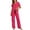 R77-Hot Pink, variant on RMGVDSD Womens Pajama Sets Fall Woman Pajamas Button Down Sleepwear Short Sleeve Top and Long Pants Relaxed Fit Loungewear Set