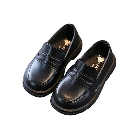 

Eloshman Kids Casual Slip On Dress Shoes Performance Nonslip Flat Loafers School Light Leather