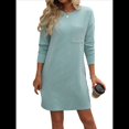 thumbnail image 1 of Vestido Mini Informal de Otoño para Mujer, con Cuello Redondo, Larga y Canalé Lago Verde L, 1 of 9