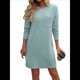 thumbnail image 1 of Vestido Mini Informal de Otoño para Mujer, con Cuello Redondo, Larga y Canalé Lago Verde XXL, 1 of 9