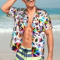 thumbnail image 7 of Gukieu Mexican Bright Style Print Men's Short-sleeved Shirts, Button-down Lapel Hawaiian Shirts, T-shirts, Beach Vacation Summer Casual Wear,X-Large, 7 of 7