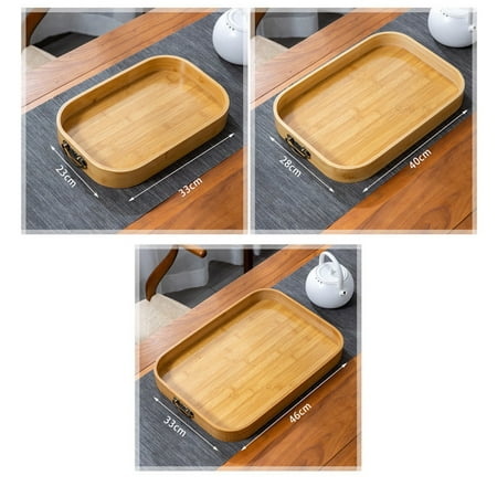 

Tea Food Dishe Tray Bamboo Rectangle Serving Tray with Handles Tea Food Dishe Drink Platter Food Plate Dinner Beef Steak Fruit Snack Tray A