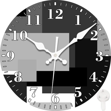 Wall Clock, Brown Wooden Board Silent Non Ticking Battery Operated Round Decorative Indoor Outdoor Clocks for Living Room Kitchen Bedroom Bathroom Patio 12