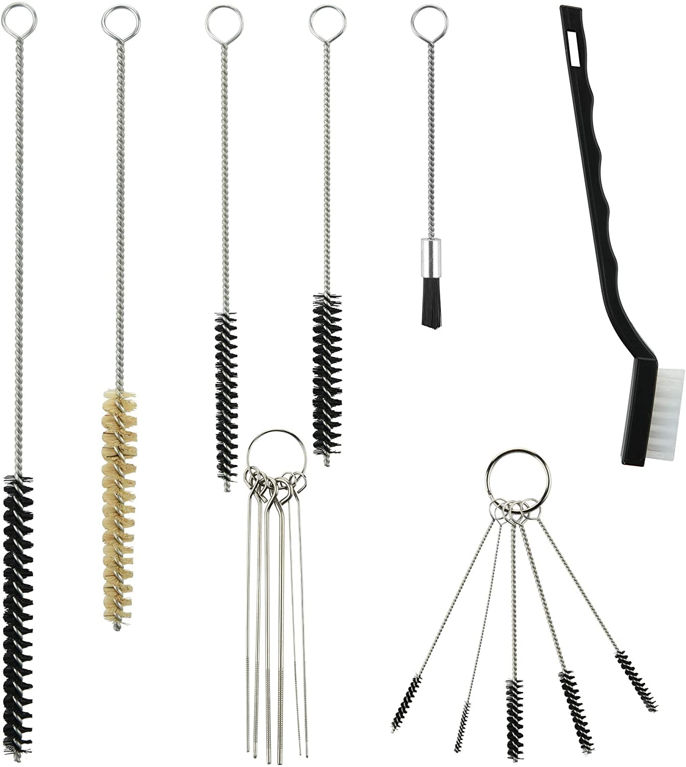 17 Piece Diamond Shine Nylon Mini Cleaning Brush Set Metal Straws Air