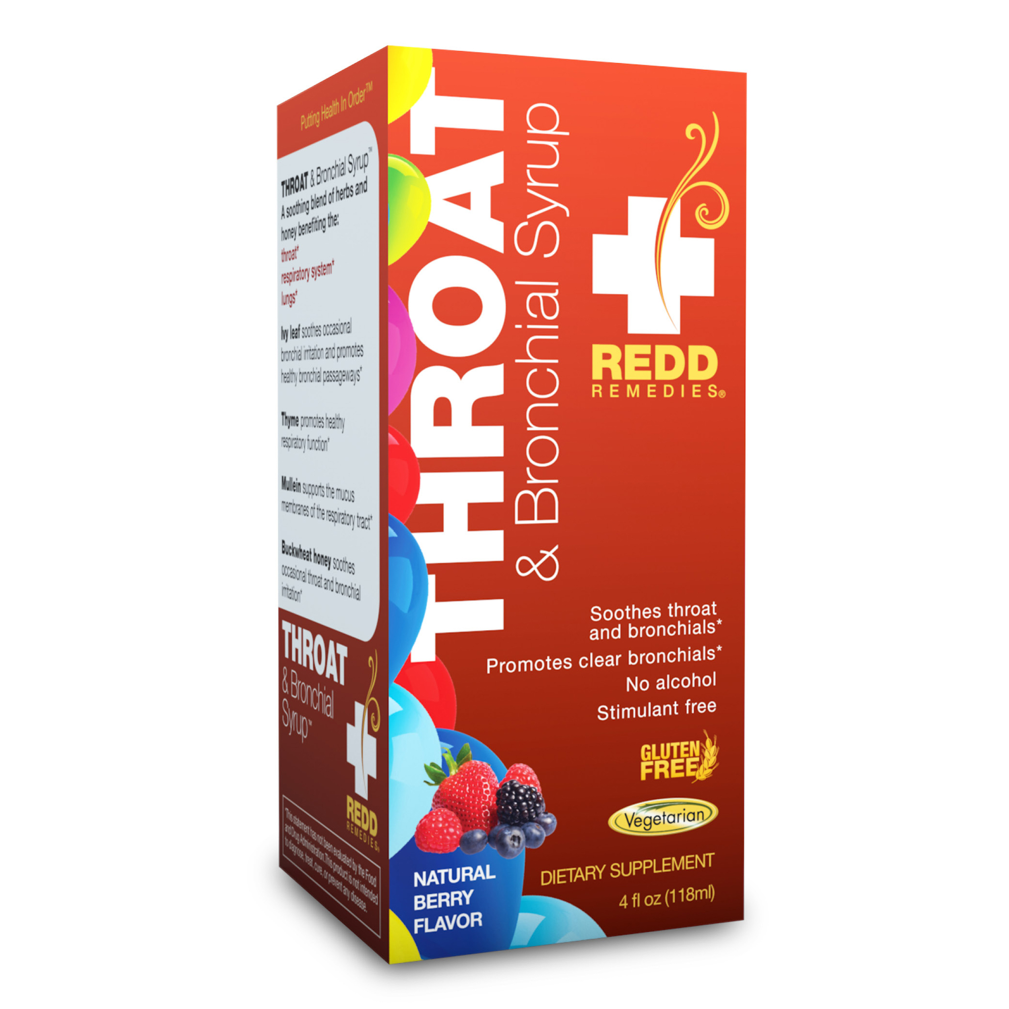 Redd Remedies, Throat & Bronchial Syrup, Natural Cough Suppressant